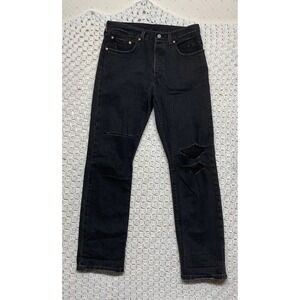 Levi's Premium 501 Jeans Women 30 Aprx W32 L30 Black High-Rise Straight Jeans